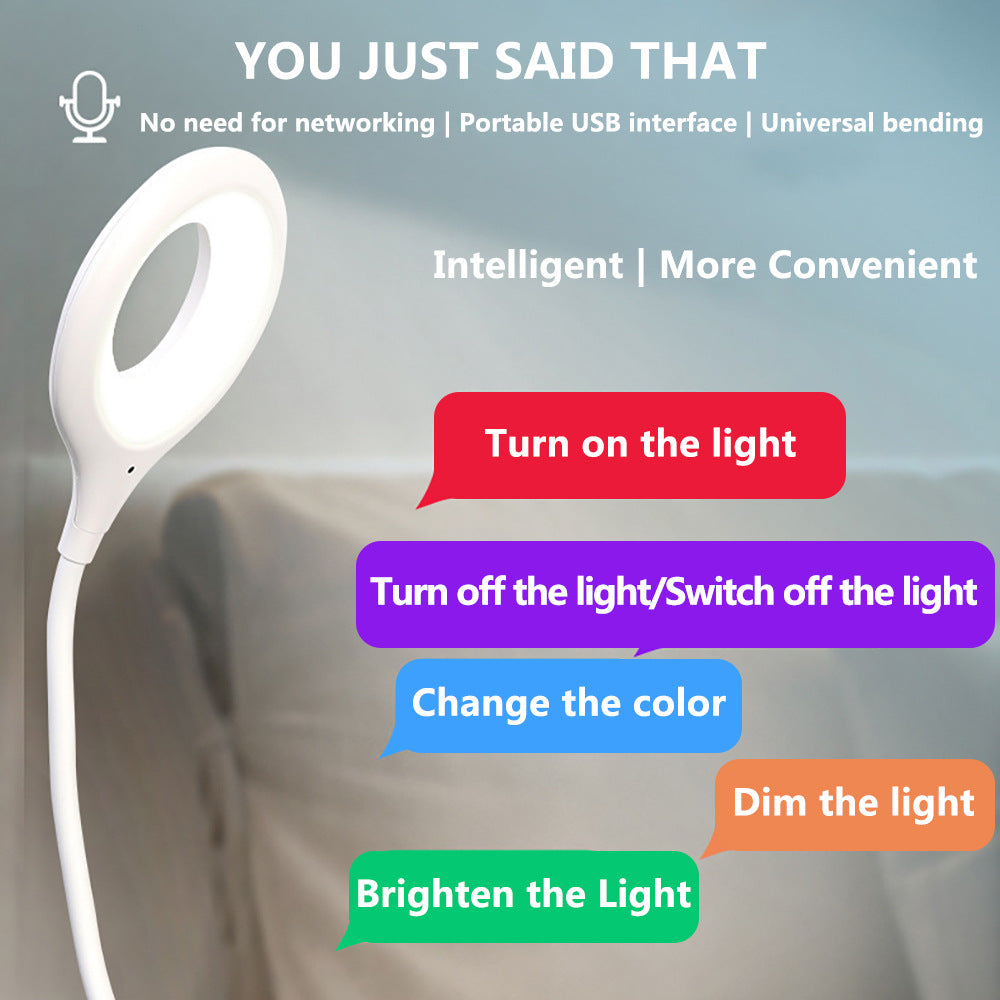 USB Voice Control Night Light - Mini Portable Bedside Lamp with 3-Level Dimming, Smart Sound Activated LED Desk Light for Bedroom, Dorm, Travel