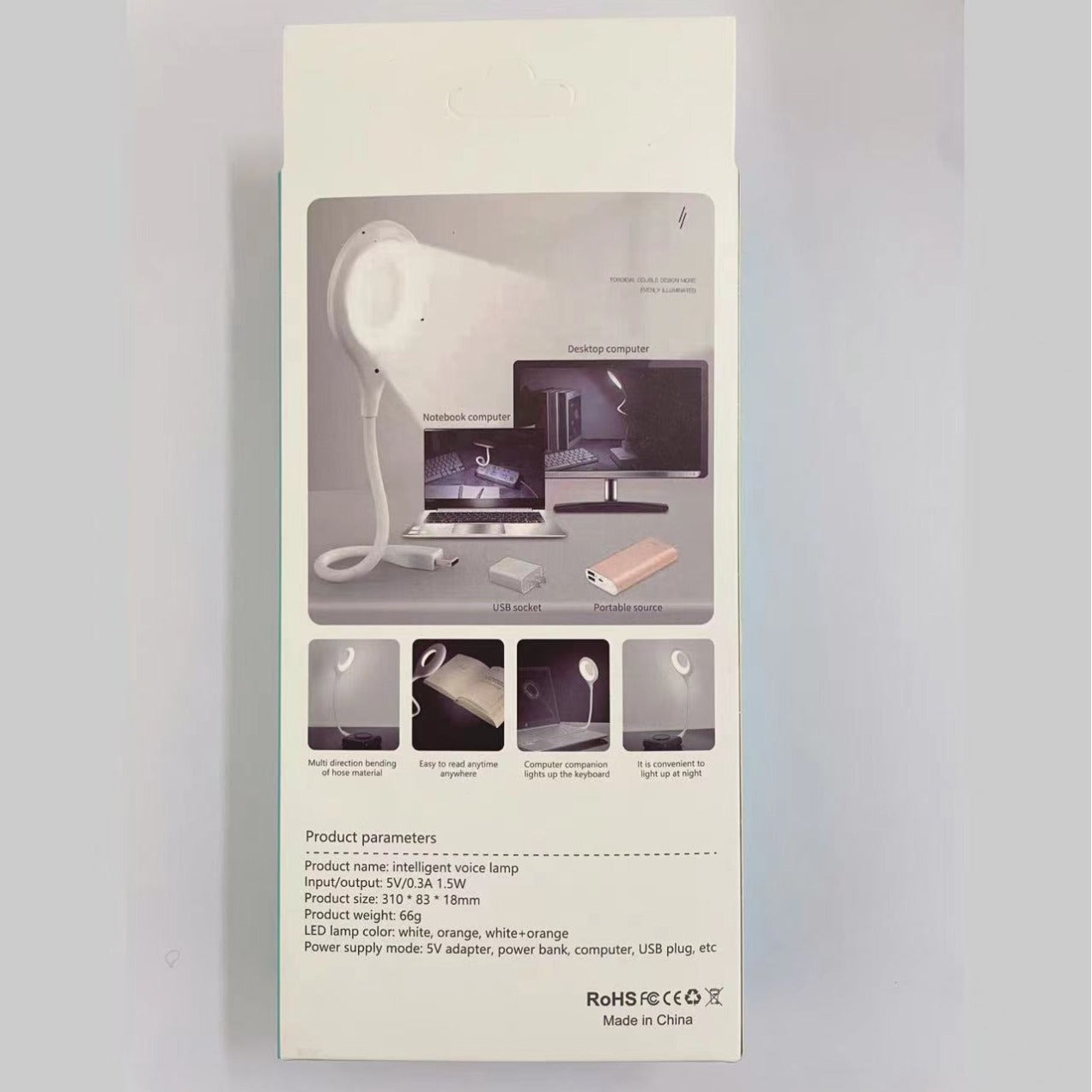 USB Voice Control Night Light - Mini Portable Bedside Lamp with 3-Level Dimming, Smart Sound Activated LED Desk Light for Bedroom, Dorm, Travel