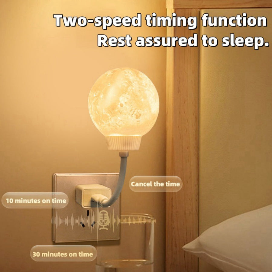 LED Moon Light Night Lamp - Voice Control Moon Lamp with USB Plug, Smart Sound Activated Bedside Light for Bedroom, Kids Room, Sleep Aid, 3D Lunar Design