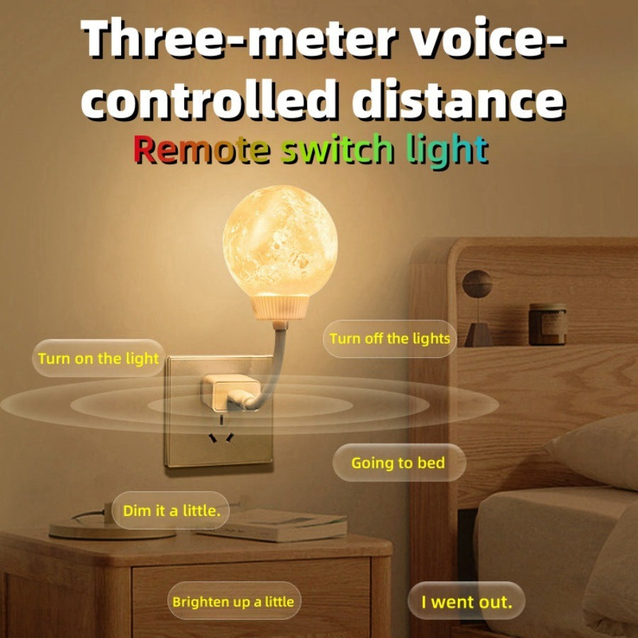 LED Moon Light Night Lamp - Voice Control Moon Lamp with USB Plug, Smart Sound Activated Bedside Light for Bedroom, Kids Room, Sleep Aid, 3D Lunar Design