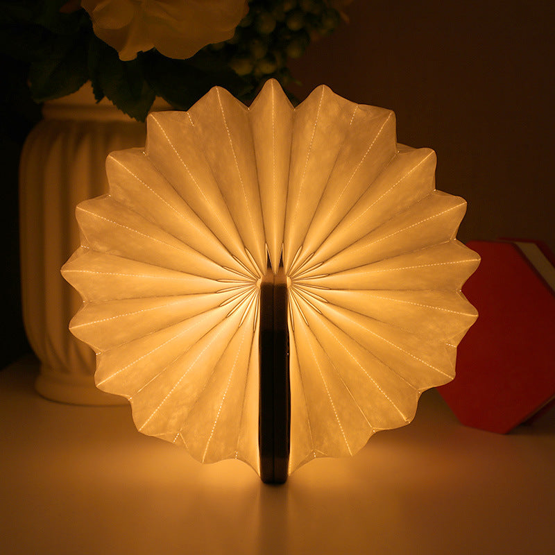 Velvet Accordion Book Lamp - Foldable Paper Night Light with Dual Color Temperature, Rechargeable LED Desk Lamp