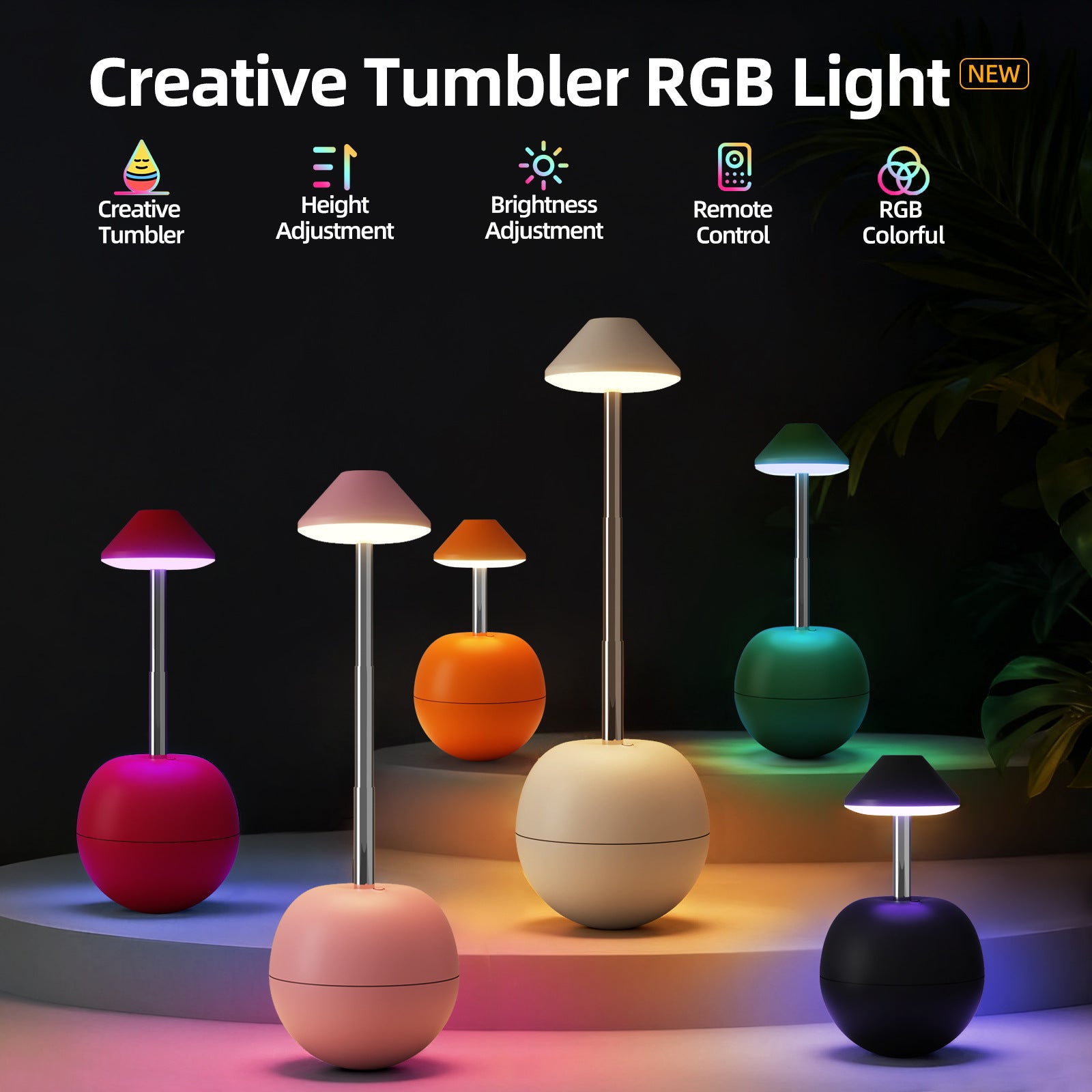 LED Touch Control Night Light - Rechargeable RGB Color Changing Bedside Lamp with Remote, Dimmable Table Lamp
