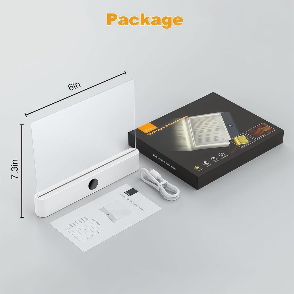 LED Flat-Panel Reading Light Rechargeable Book Light with 3 Color Temperatures Stepless Dimming