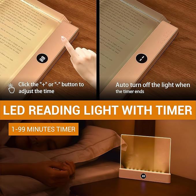 LED Flat-Panel Reading Light Rechargeable Book Light with 3 Color Temperatures Stepless Dimming